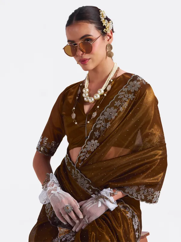 Women's_Stylish_Beautiful_Soft_Net_Diamond_Lace_Border_Saree_With_Unstitched_Blouse