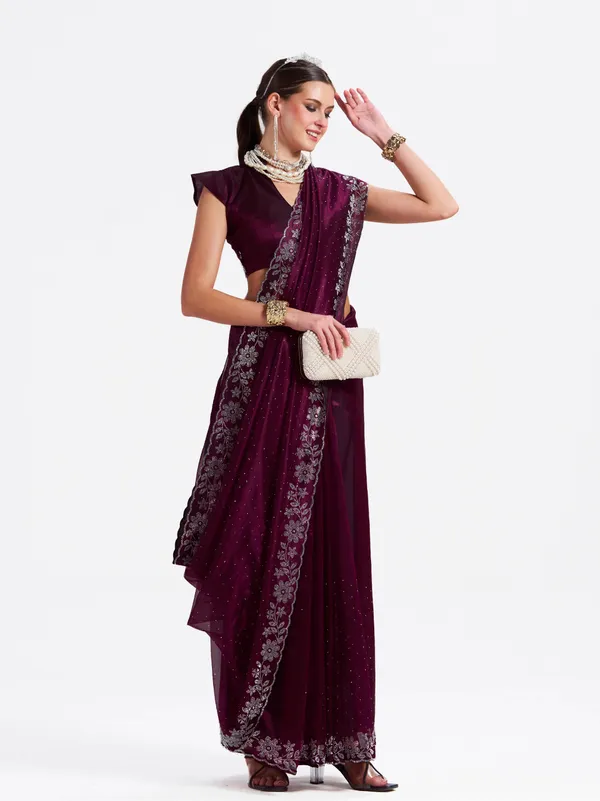 Women's_Stylish_Beautiful_Soft_Net_Diamond_Lace_Border_Saree_With_Unstitched_Blouse