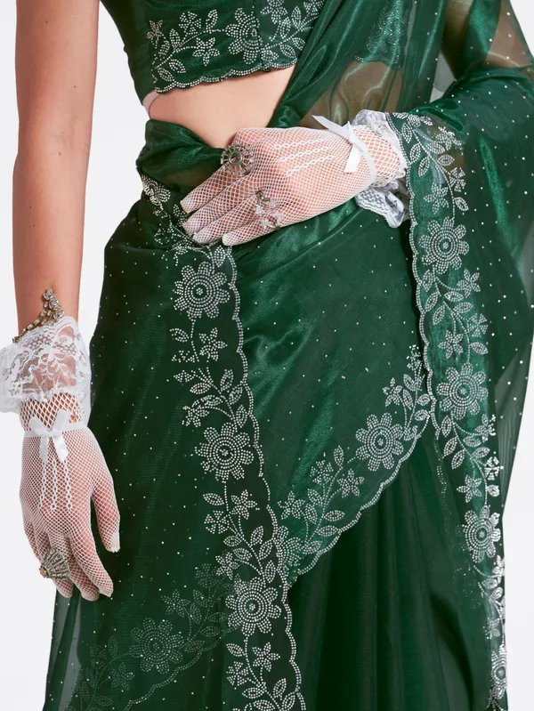 Women's_Stylish_Beautiful_Soft_Net_Diamond_Lace_Border_Saree_With_Unstitched_Blouse