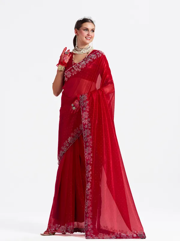 Women's_Stylish_Beautiful_Soft_Net_Diamond_Lace_Border_Saree_With_Unstitched_Blouse
