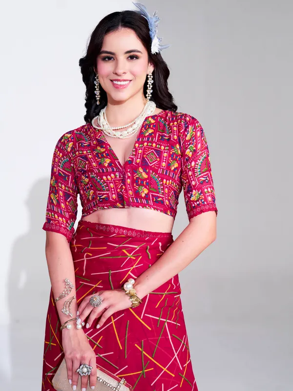 Women's_Stylish_Printed_Georgette_Lace_Border_Saree_With_Unstitched_Blouse_Piece