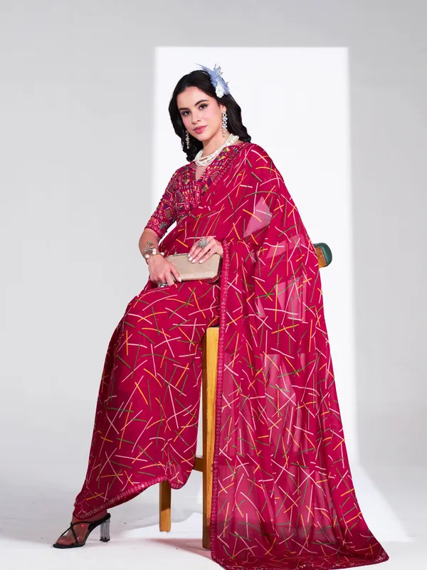 Women's_Stylish_Printed_Georgette_Lace_Border_Saree_With_Unstitched_Blouse_Piece