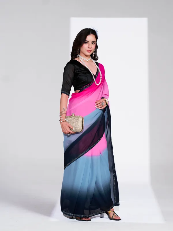 Women's_Stylish_Plain_Georgette_Lace_Border_Saree_With_Unstitched_Blouse_Piece