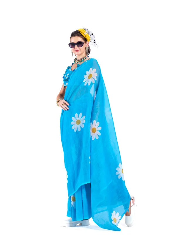 Digital_Print_Cotton_Linen_Saree_With_Unstitched_Blouse_Piece