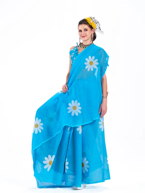 Digital_Print_Cotton_Linen_Saree_With_Unstitched_Blouse_Piece
