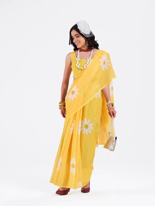 Digital_Print_Cotton_Linen_Saree_With_Unstitched_Blouse_Piece
