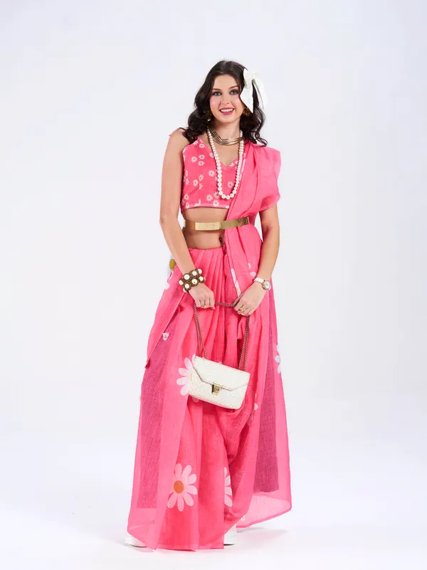 Digital_Print_Cotton_Linen_Saree_With_Unstitched_Blouse_Piece