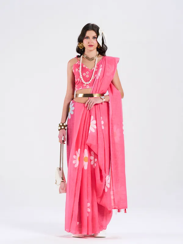 Digital_Print_Cotton_Linen_Saree_With_Unstitched_Blouse_Piece