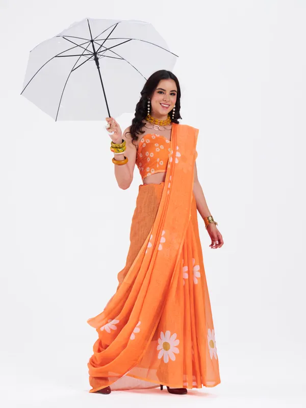 Digital_Print_Cotton_Linen_Saree_With_Unstitched_Blouse_Piece