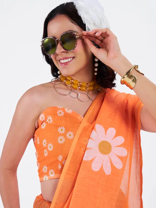Digital_Print_Cotton_Linen_Saree_With_Unstitched_Blouse_Piece