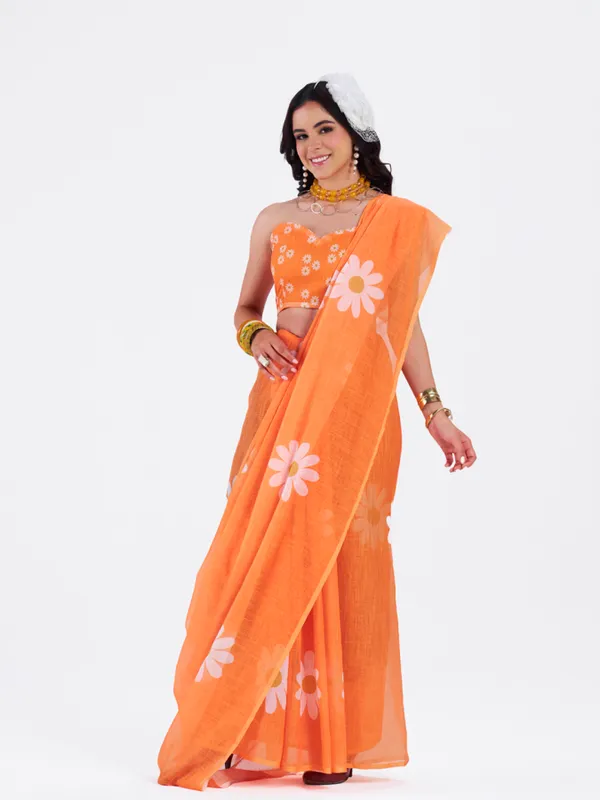 Digital_Print_Cotton_Linen_Saree_With_Unstitched_Blouse_Piece