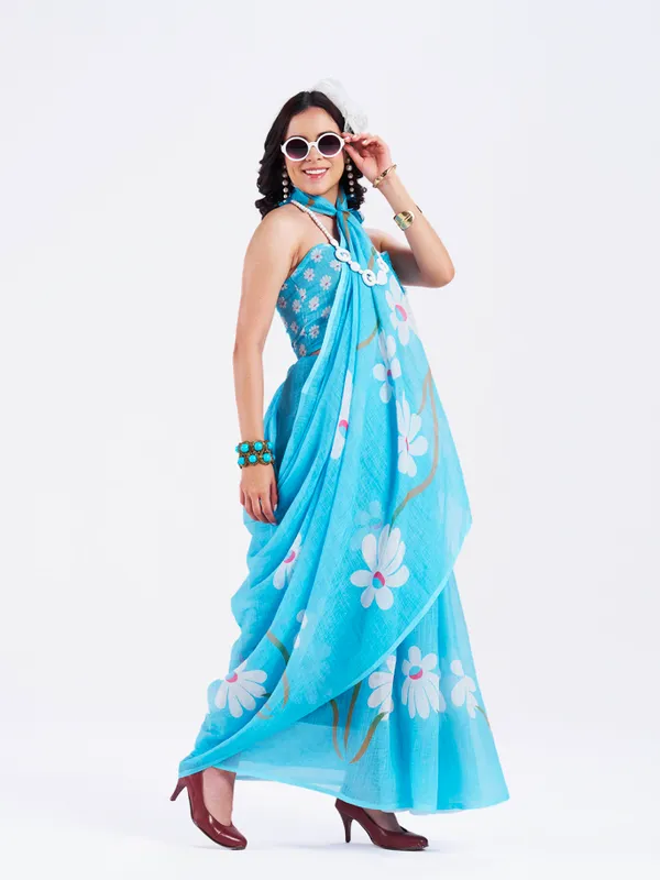 Digital_Print_Cotton_Linen_Saree_With_Unstitched_Blouse_Piece