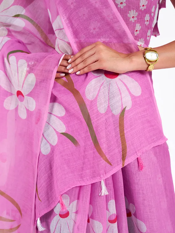 Digital_Print_Cotton_Linen_Saree_With_Unstitched_Blouse_Piece
