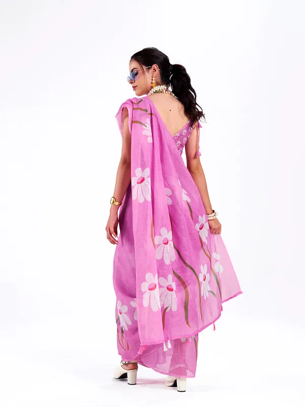 Digital_Print_Cotton_Linen_Saree_With_Unstitched_Blouse_Piece