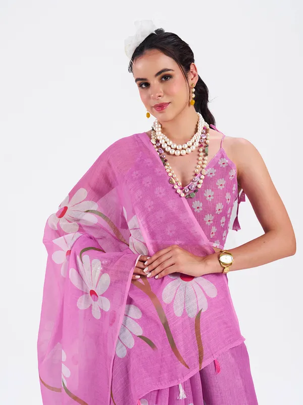 Digital_Print_Cotton_Linen_Saree_With_Unstitched_Blouse_Piece