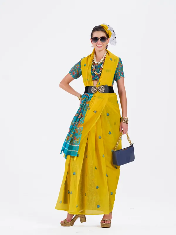Digital_Print_Cotton_Linen_Saree_With_Unstitched_Blouse_Piece