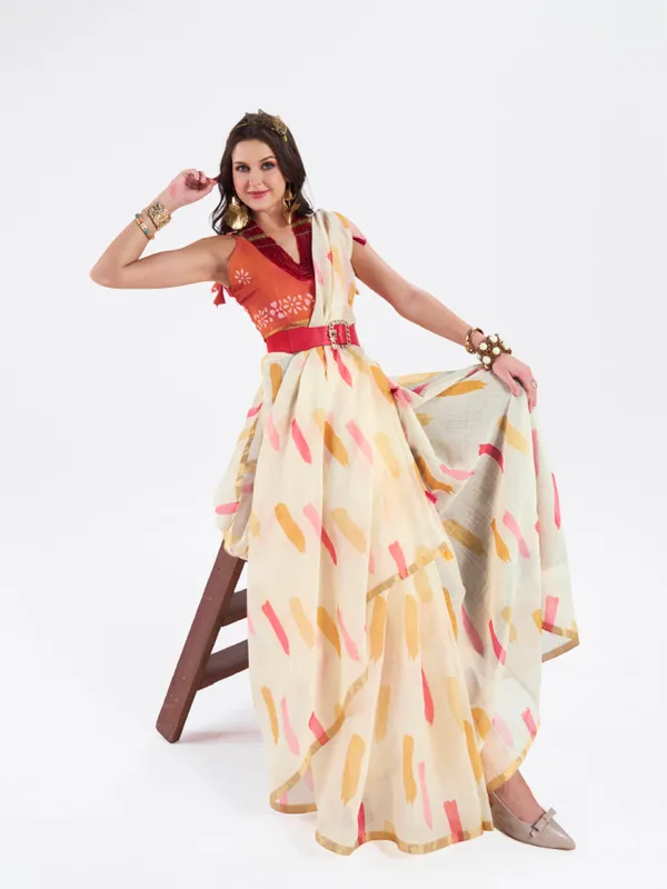 Digital_Print_Cotton_Linen_Saree_With_Unstitched_Blouse_Piece