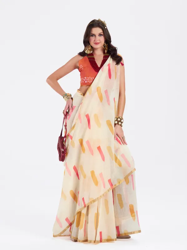 Digital_Print_Cotton_Linen_Saree_With_Unstitched_Blouse_Piece