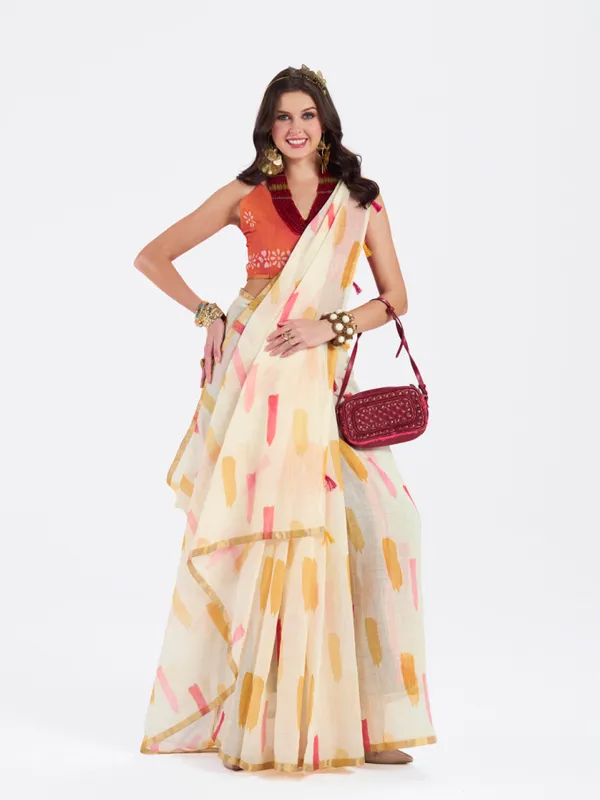 Digital_Print_Cotton_Linen_Saree_With_Unstitched_Blouse_Piece