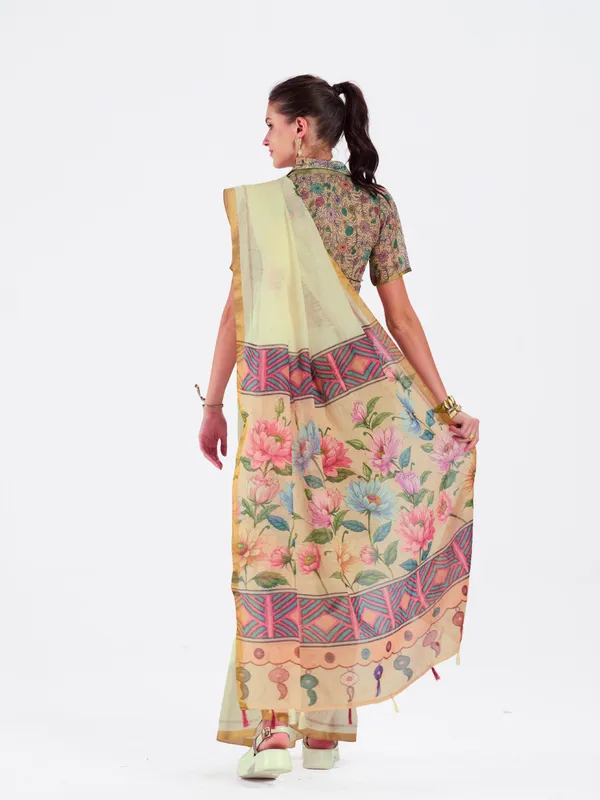 Digital_Print_Cotton_Linen_Saree_With_Unstitched_Blouse_Piece