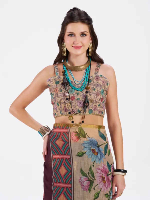 Digital_Print_Cotton_Linen_Saree_With_Unstitched_Blouse_Piece