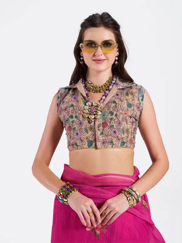 Digital_Print_Cotton_Linen_Saree_With_Unstitched_Blouse_Piece