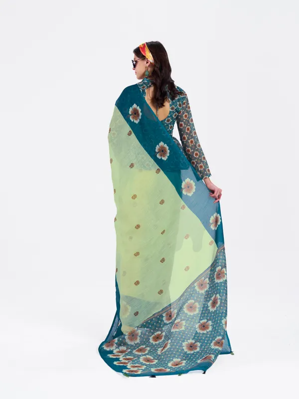 Digital_Print_Cotton_Linen_Saree_With_Unstitched_Blouse_Piece