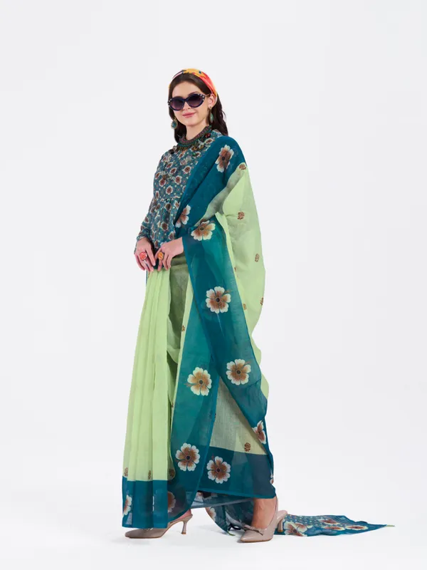Digital_Print_Cotton_Linen_Saree_With_Unstitched_Blouse_Piece
