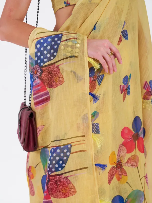 Digital_Print_Cotton_Linen_Saree_With_Unstitched_Blouse_Piece