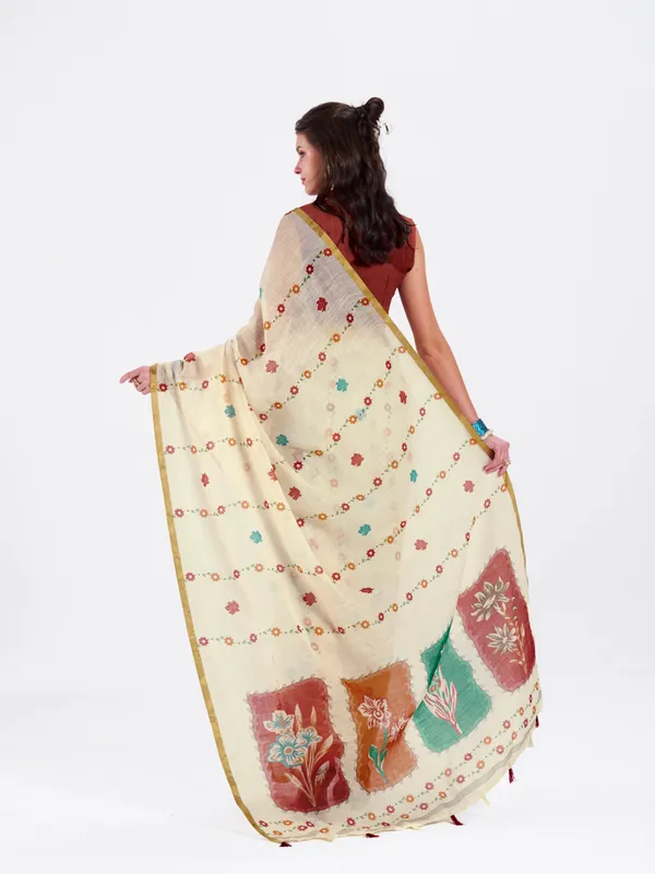Digital_Print_Cotton_Linen_Saree_With_Unstitched_Blouse_Piece