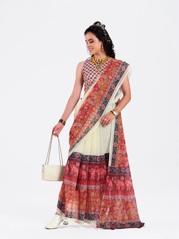 Digital_Print_Cotton_Linen_Saree_With_Unstitched_Blouse_Piece