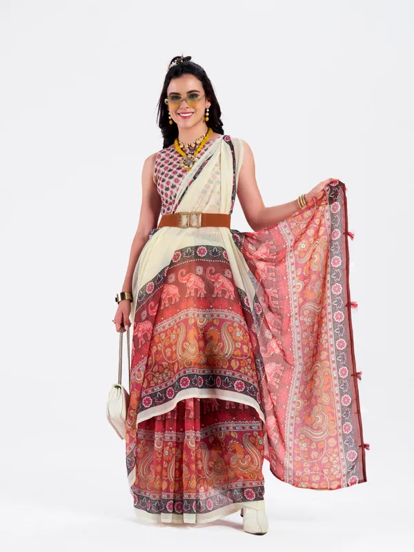 Digital_Print_Cotton_Linen_Saree_With_Unstitched_Blouse_Piece
