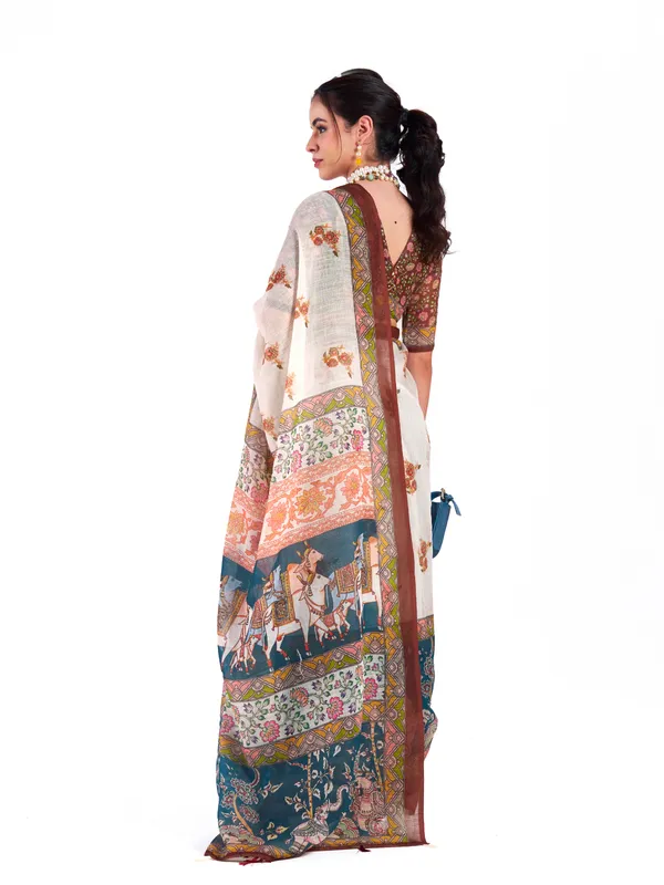 Digital_Print_Cotton_Linen_Saree_With_Unstitched_Blouse_Piece