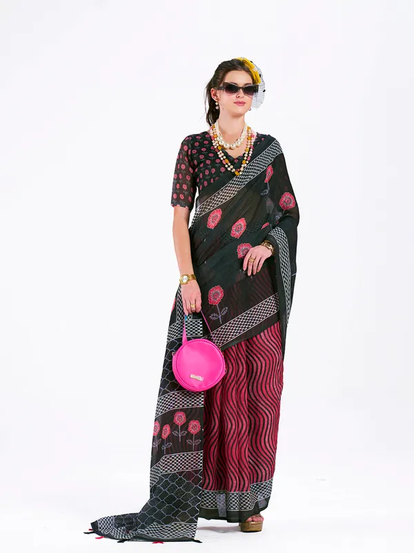 Digital_Print_Cotton_Linen_Saree_With_Unstitched_Blouse_Piece
