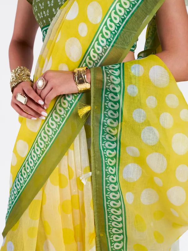 Digital_Print_Cotton_Linen_Saree_With_Unstitched_Blouse_Piece