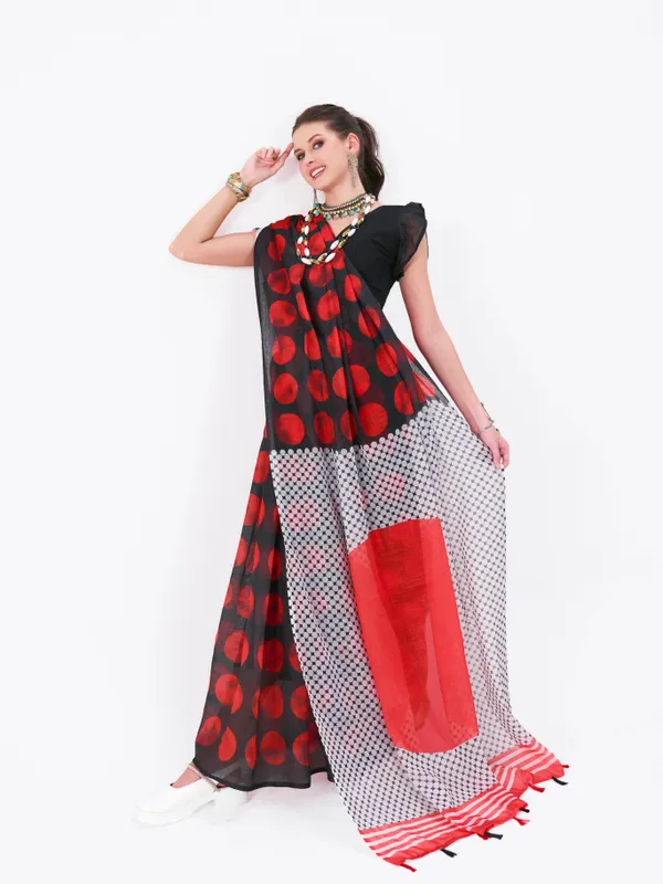 Digital_Print_Cotton_Linen_Saree_With_Unstitched_Blouse_Piece