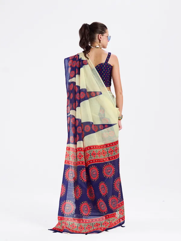 Digital_Print_Cotton_Linen_Saree_With_Unstitched_Blouse_Piece