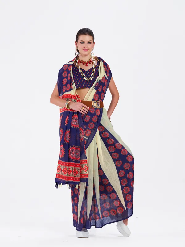 Digital_Print_Cotton_Linen_Saree_With_Unstitched_Blouse_Piece