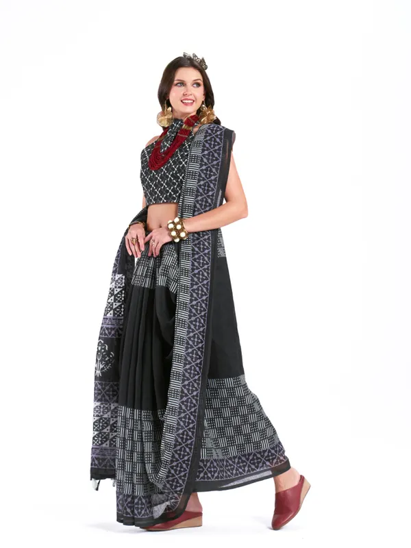 Digital_Print_Cotton_Linen_Saree_With_Unstitched_Blouse_Piece