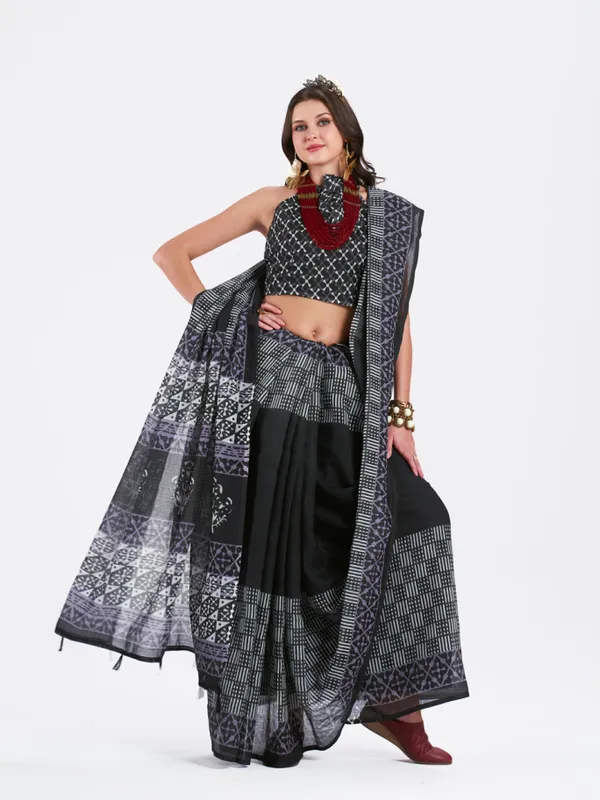 Digital_Print_Cotton_Linen_Saree_With_Unstitched_Blouse_Piece