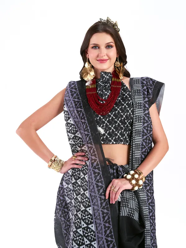 Digital_Print_Cotton_Linen_Saree_With_Unstitched_Blouse_Piece