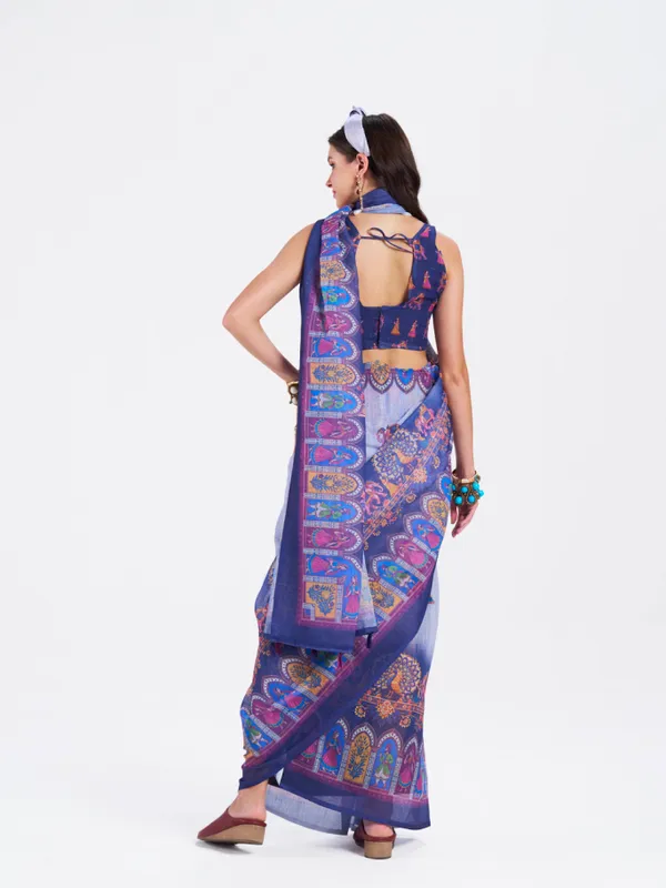 Digital_Print_Cotton_Linen_Saree_With_Unstitched_Blouse_Piece