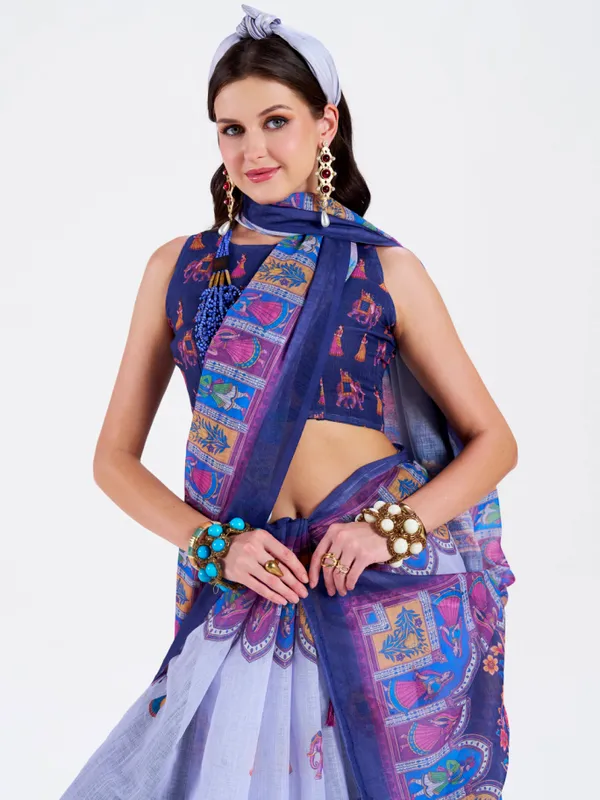 Digital_Print_Cotton_Linen_Saree_With_Unstitched_Blouse_Piece