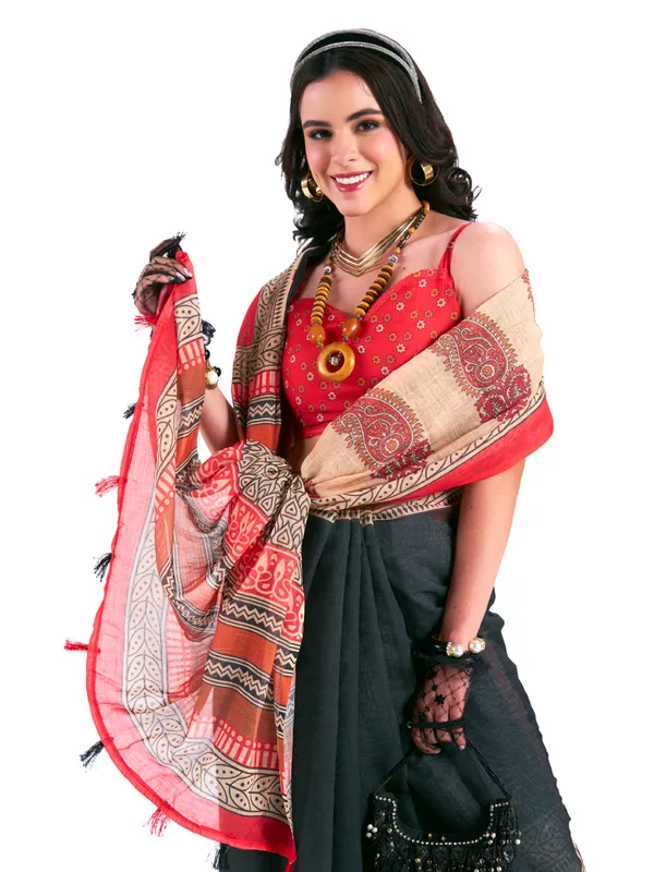 Digital_Print_Cotton_Linen_Saree_With_Unstitched_Blouse_Piece