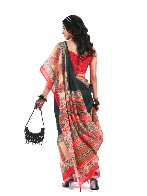 Digital_Print_Cotton_Linen_Saree_With_Unstitched_Blouse_Piece