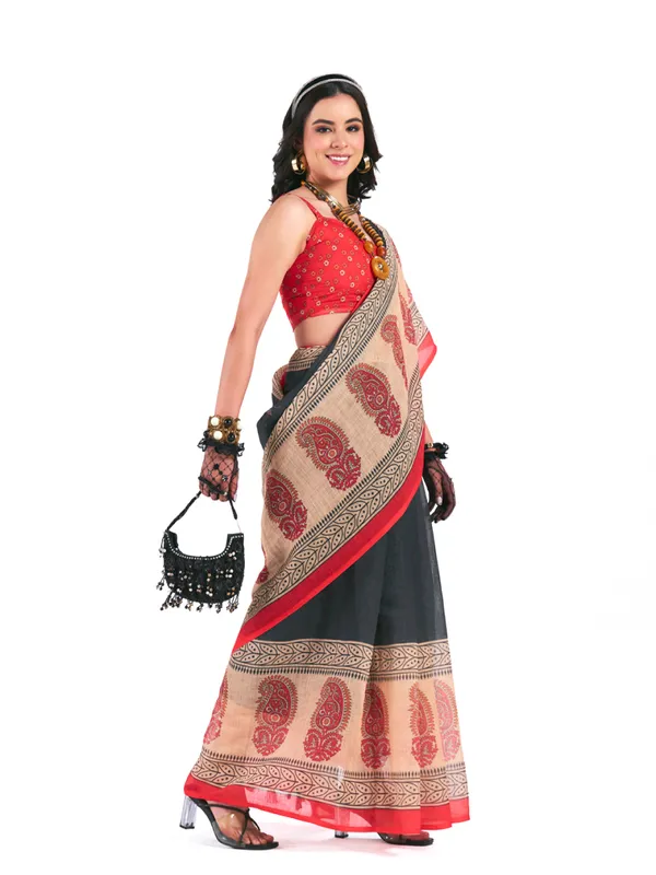 Digital_Print_Cotton_Linen_Saree_With_Unstitched_Blouse_Piece
