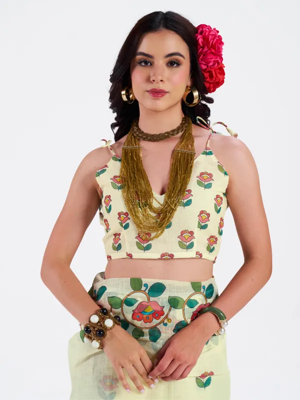 Digital_Print_Cotton_Linen_Saree_With_Unstitched_Blouse_Piece