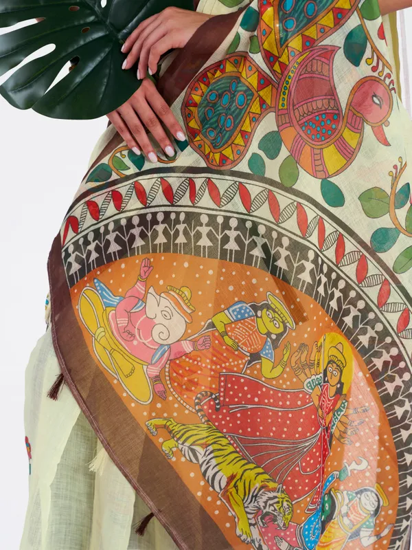 Digital_Print_Cotton_Linen_Saree_With_Unstitched_Blouse_Piece