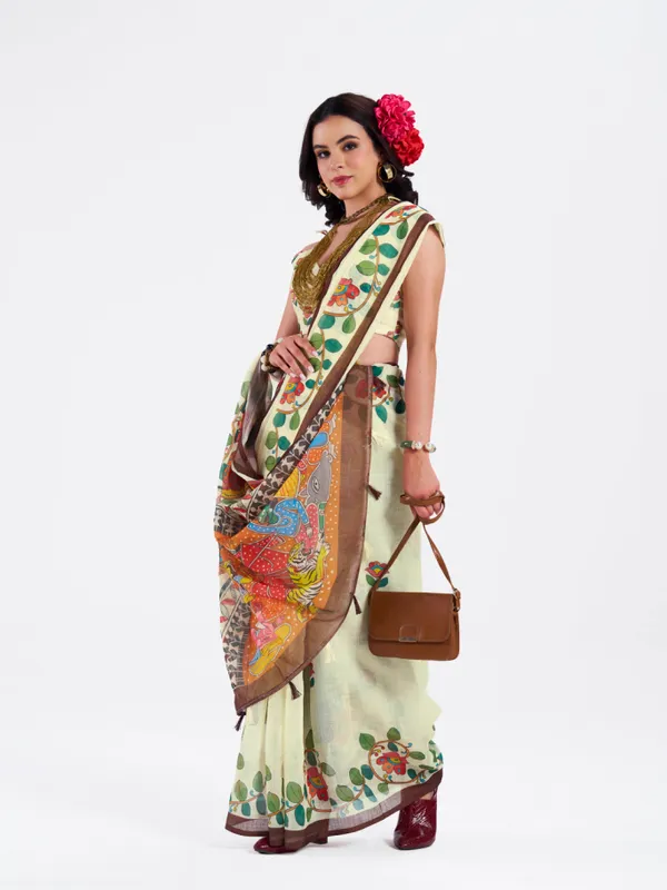 Digital_Print_Cotton_Linen_Saree_With_Unstitched_Blouse_Piece