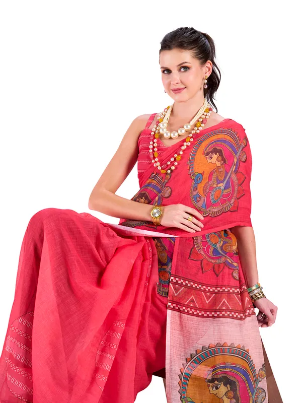 Digital_Print_Cotton_Linen_Saree_With_Unstitched_Blouse_Piece